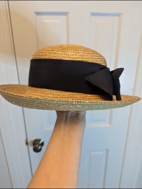 Straw Hat with Black Ribbon
